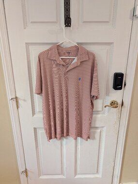 IZOD Golf Pink White Striped Short Sleeve Polo Men's XL